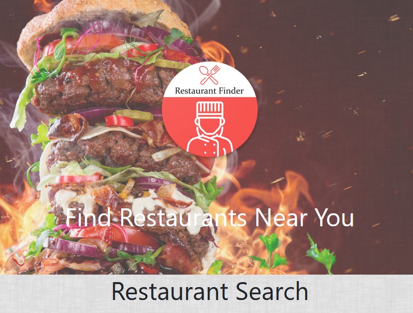 Screen Capture of Restaurant Finder Project Web App